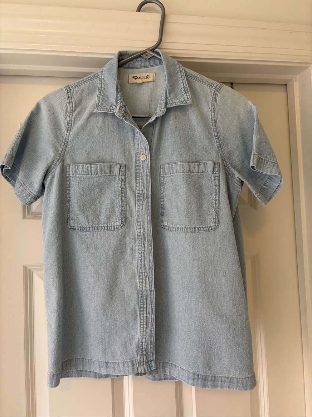 Madewell Light Blue Short Sleeve Denim Button-Up Shirt